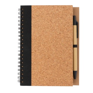 Cuaderno espiral de corcho con bolígrafo promocional